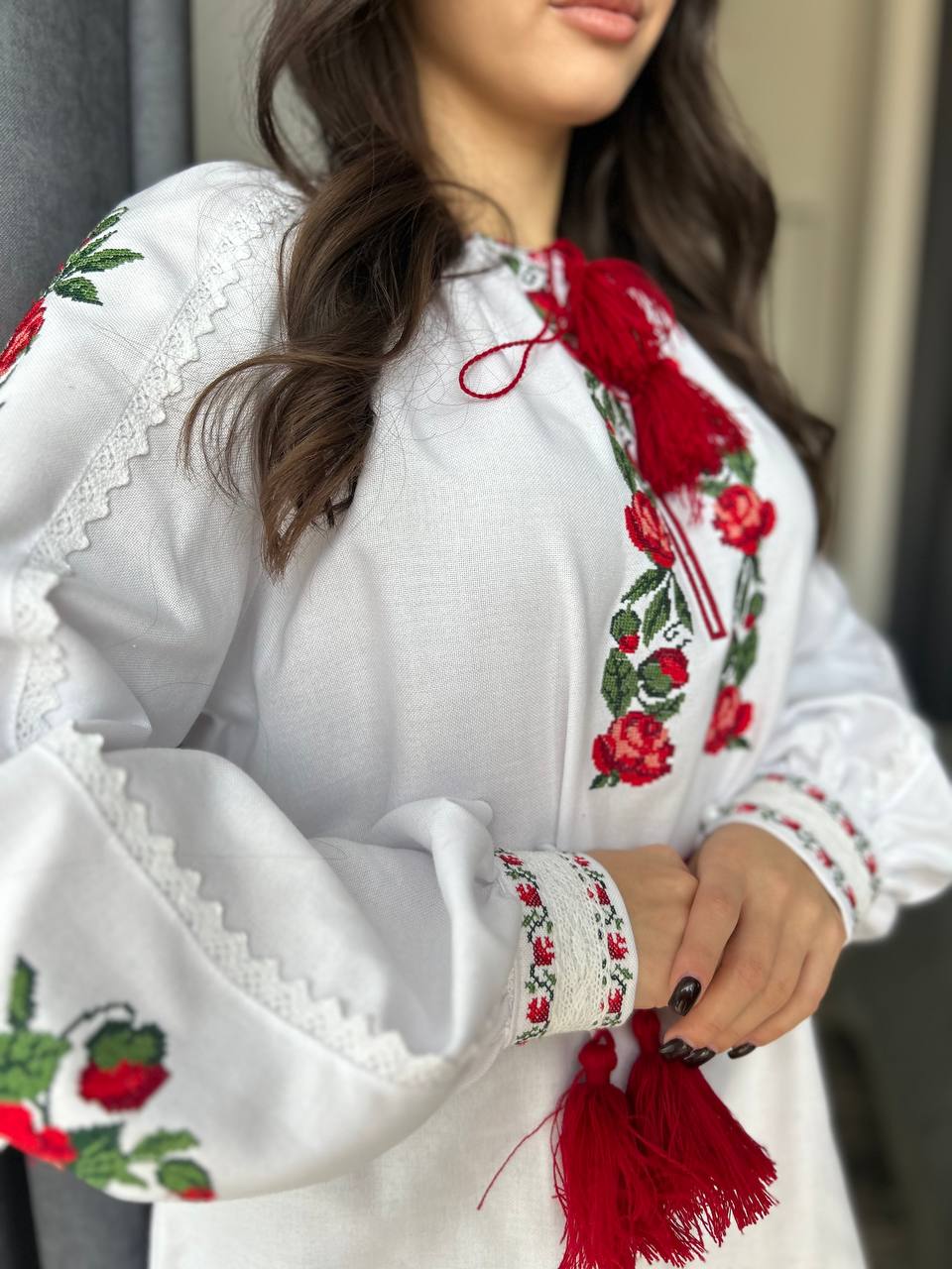 Ukrainian Vyshyvanka with Rose Embroidery