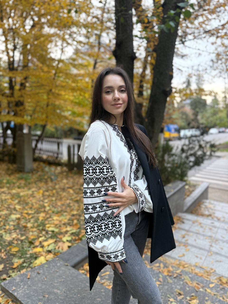 Embroidered Geometric Blouse