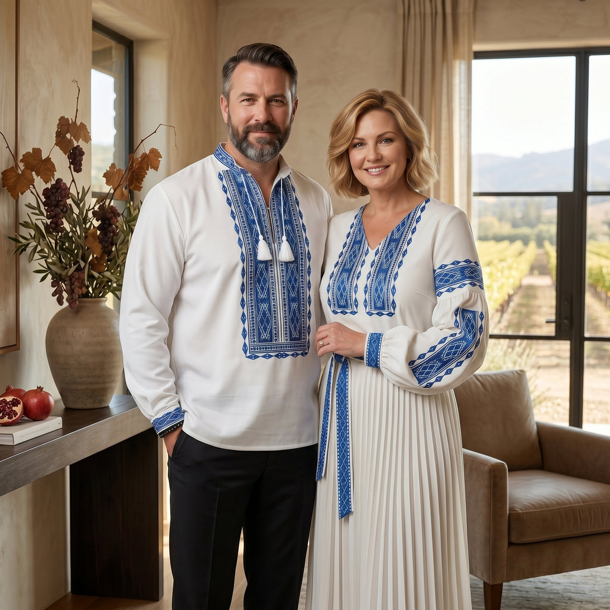 Blue Embroidered Vyshyvanka Dress