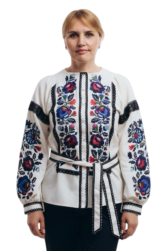 Women’s Ukrainian Embroidered Blouse | Borshchiv Floral Vyshyvanka XS–4XL | Linen Cotton Folk Shirt