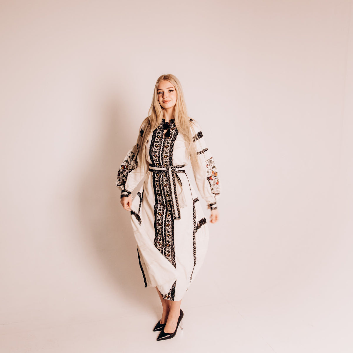 Embroidered Vyshyvanka Dress – Black & Multicolor