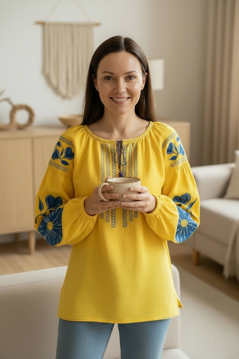 Yellow Ukrainian Vyshyvanka Blouse