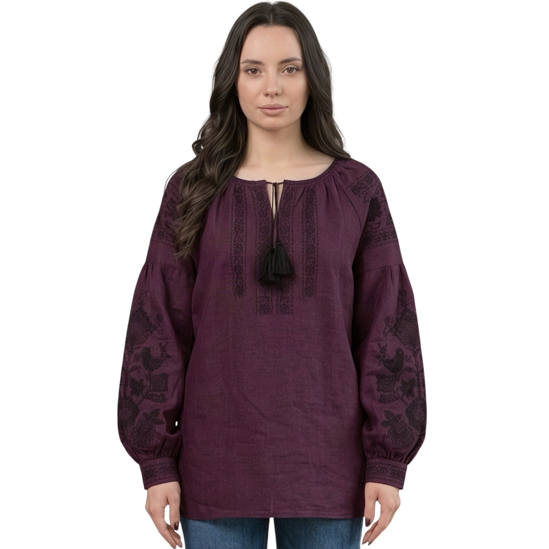 Burgundy Vyshyvanka Blouse
