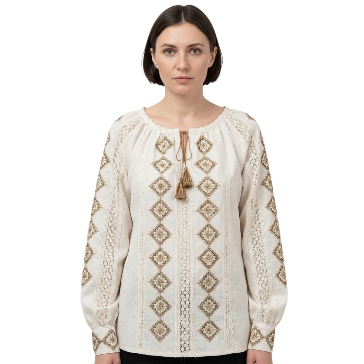 Beige Geometric Vyshyvanka