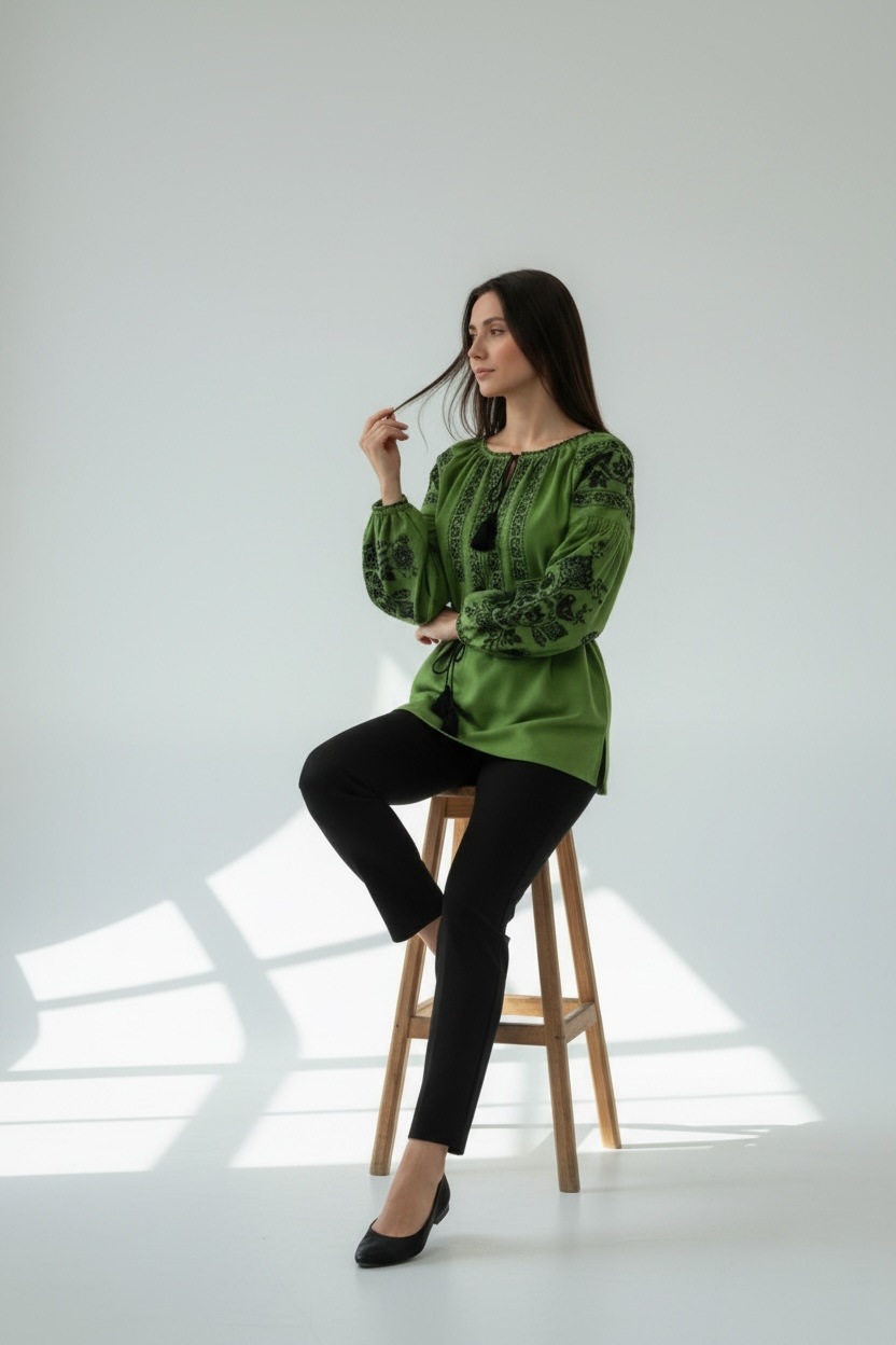Green Boho Blouse