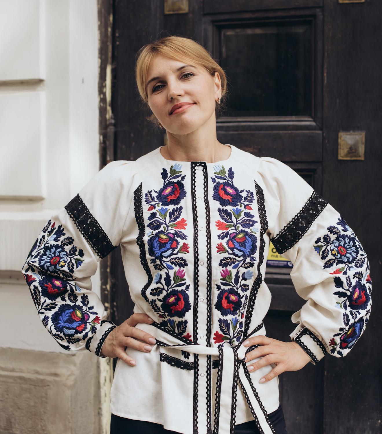 Women’s Ukrainian Embroidered Blouse | Borshchiv Floral Vyshyvanka XS–4XL | Linen Cotton Folk Shirt