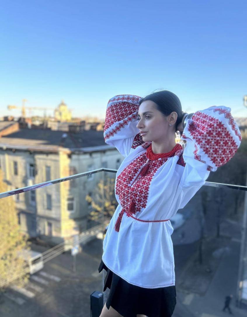 Traditional Vyshyvanka, Red Cross Stitch Top, White Boho Tunic, Custom Size Shirt, Artisan Made, Handcrafted Gift for Her, Wife, Mom