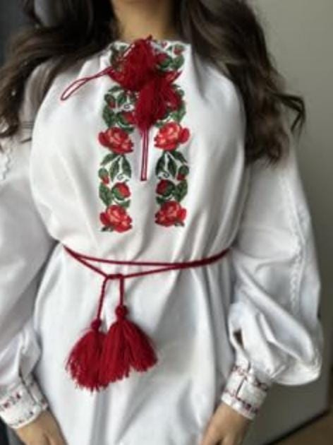 Ukrainian Vyshyvanka with Rose Embroidery | Handmade Linen Blouse | Folk Boho Clothing