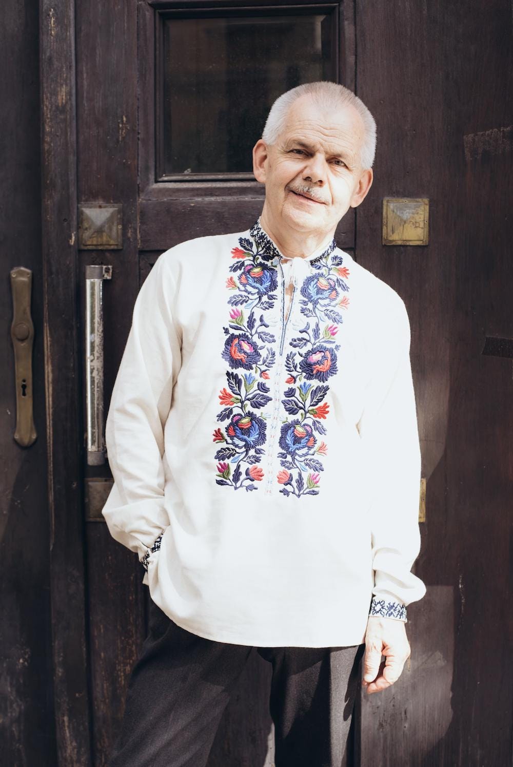 Ukrainian Easter Shirt, Floral Embroidery Men, Linen Viscose Top, Borshchiv Style, Traditional Folk Clothing, Eco Gift for Him