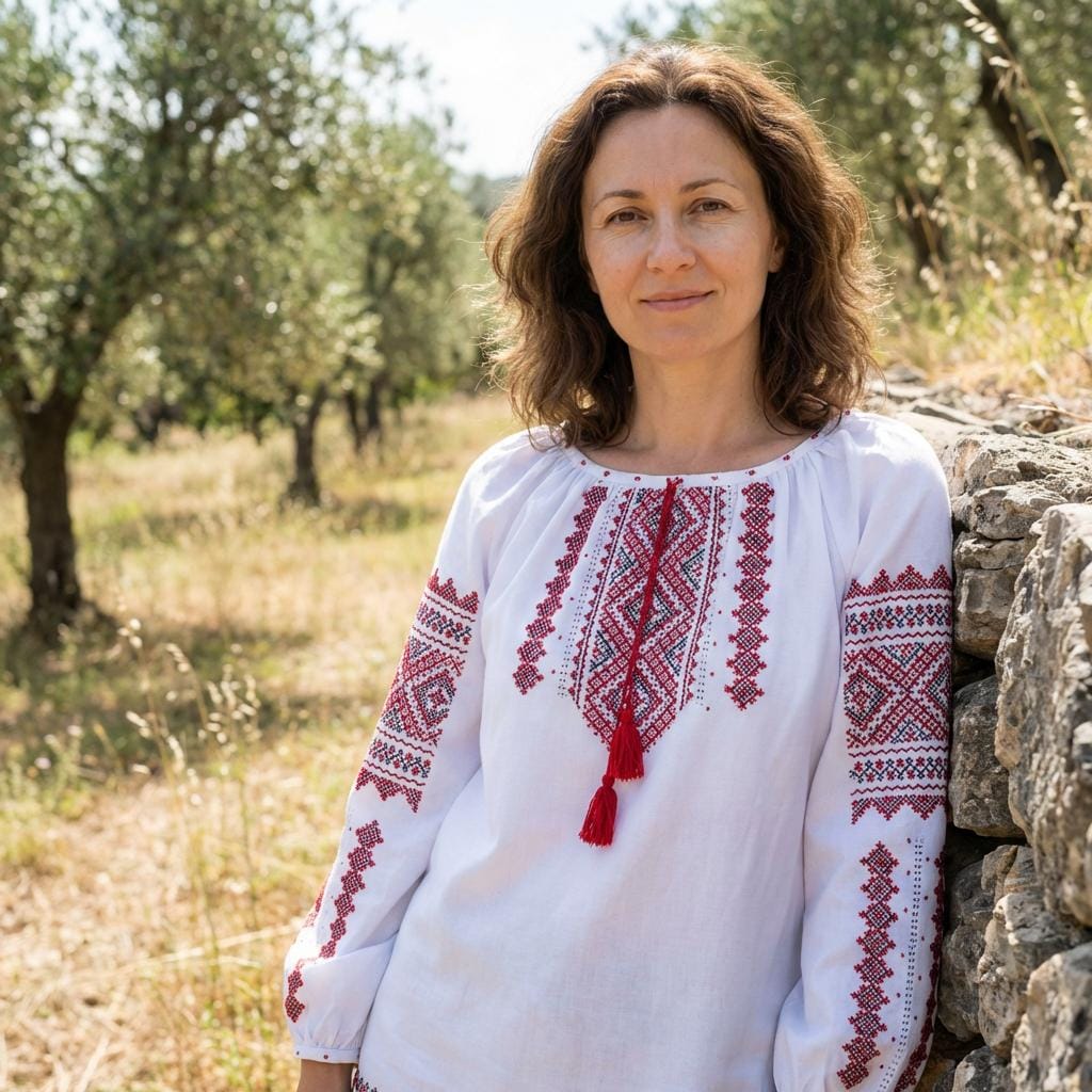 Hand Embroidered Blouse, Red Black Geometric Vyshyvanka, Ukrainian Linen Shirt, Custom Size Folk Top, Artisan Made Clothing, Sorochka