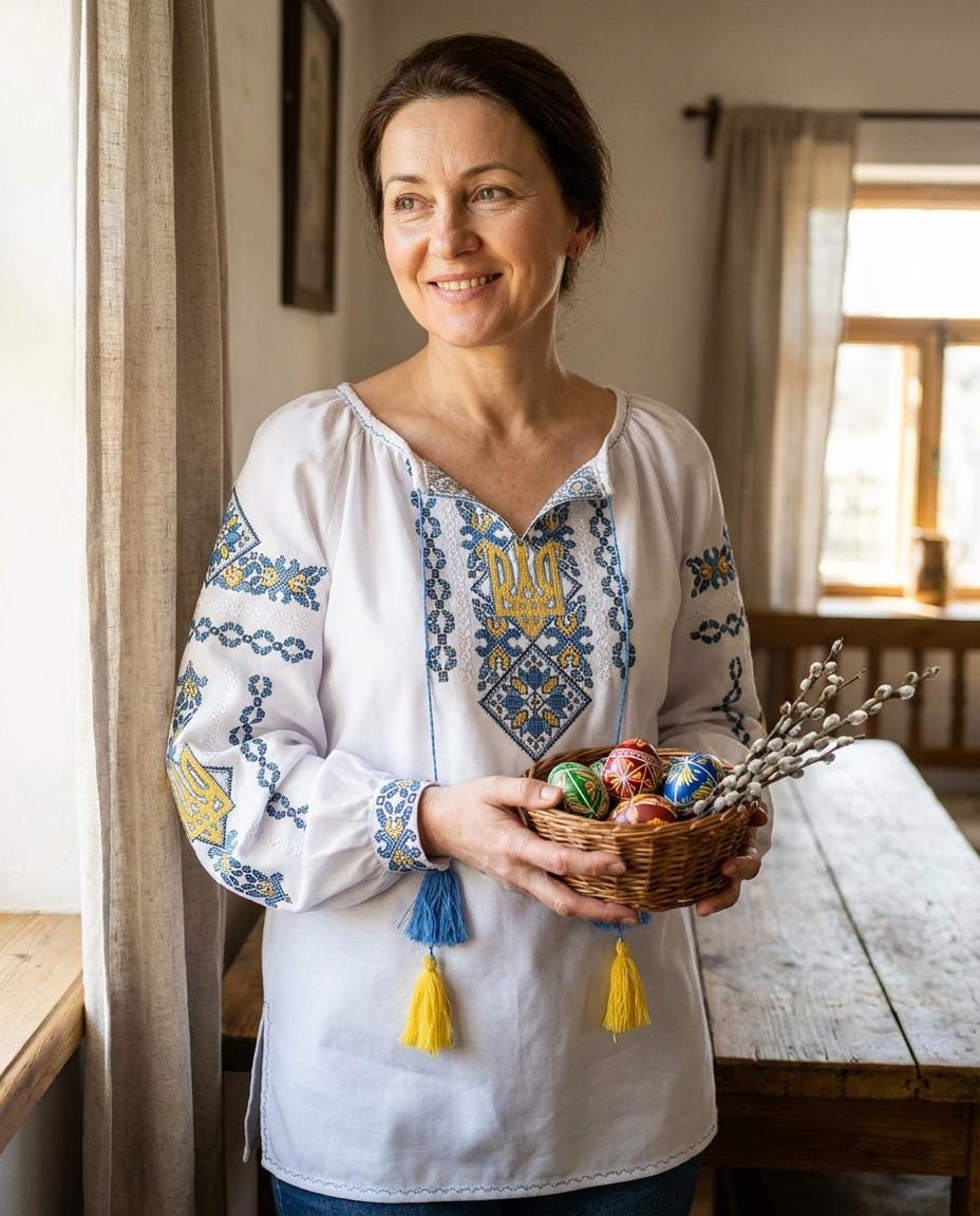 Handcrafted Patriotic Blouse, Ukraine Symbol Shirt, Yellow Blue Tassels, Modern Folk Top, Zero Waste Gift for Her, Wife, Mom, Artisan Made