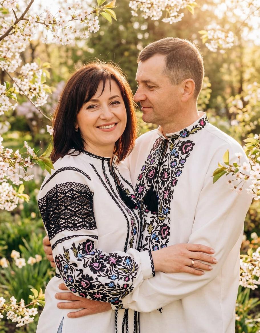 White Crepe Blouse, Lace Trim Floral Shirt, Wrinkle Free Boho Top, Ukrainian Vyshyvanka, Custom Size, Modern Folk Clothing