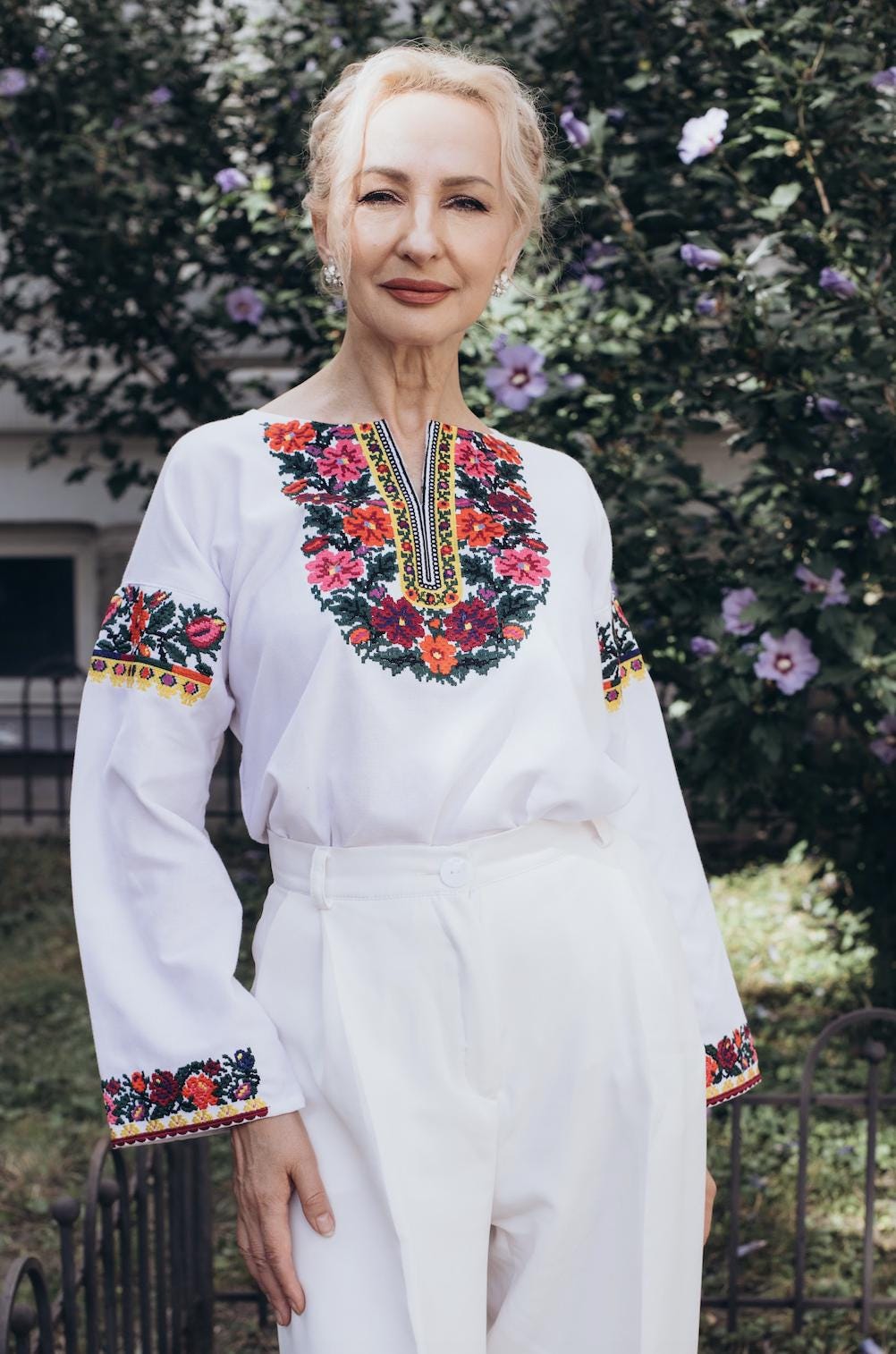 Ukrainian Embroidered Blouse | Bukovynian Floral Vyshyvanka | Handmade Homespun Fabric