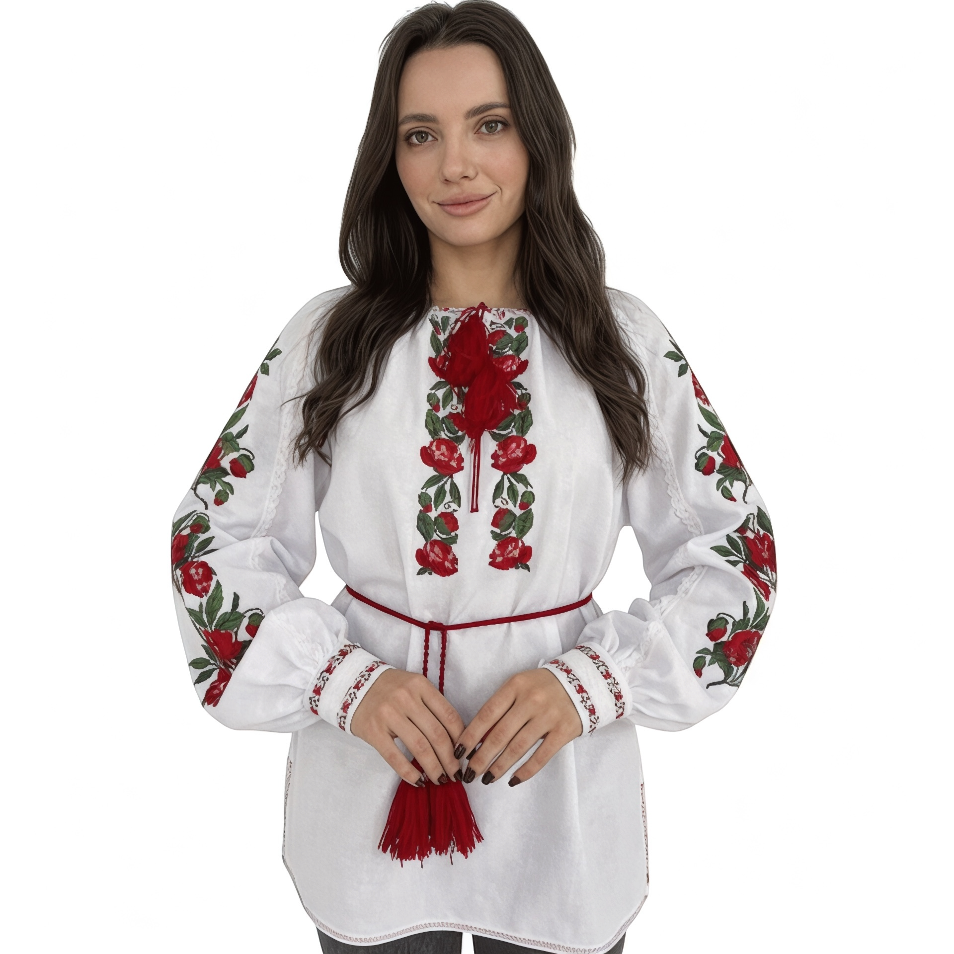 Ukrainian Vyshyvanka with Rose Embroidery | Handmade Linen Blouse | Folk Boho Clothing