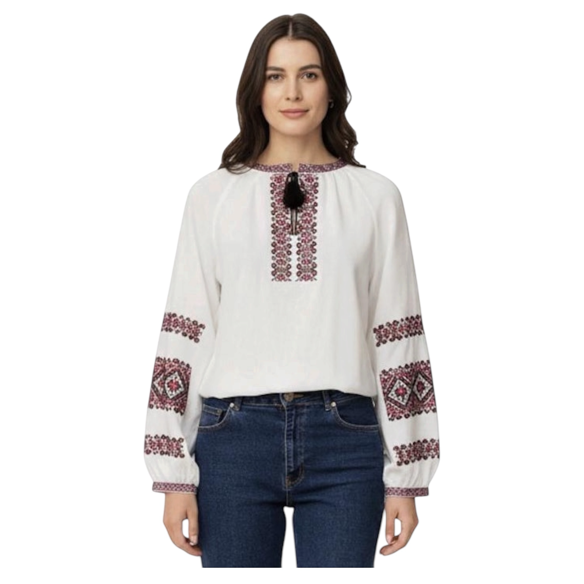 Women’s Ukrainian Embroidered Top | Linen Viscose Boho Vyshyvanka | Handmade Ethnic Floral Design