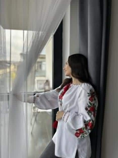 Ukrainian Vyshyvanka with Rose Embroidery | Handmade Linen Blouse | Folk Boho Clothing