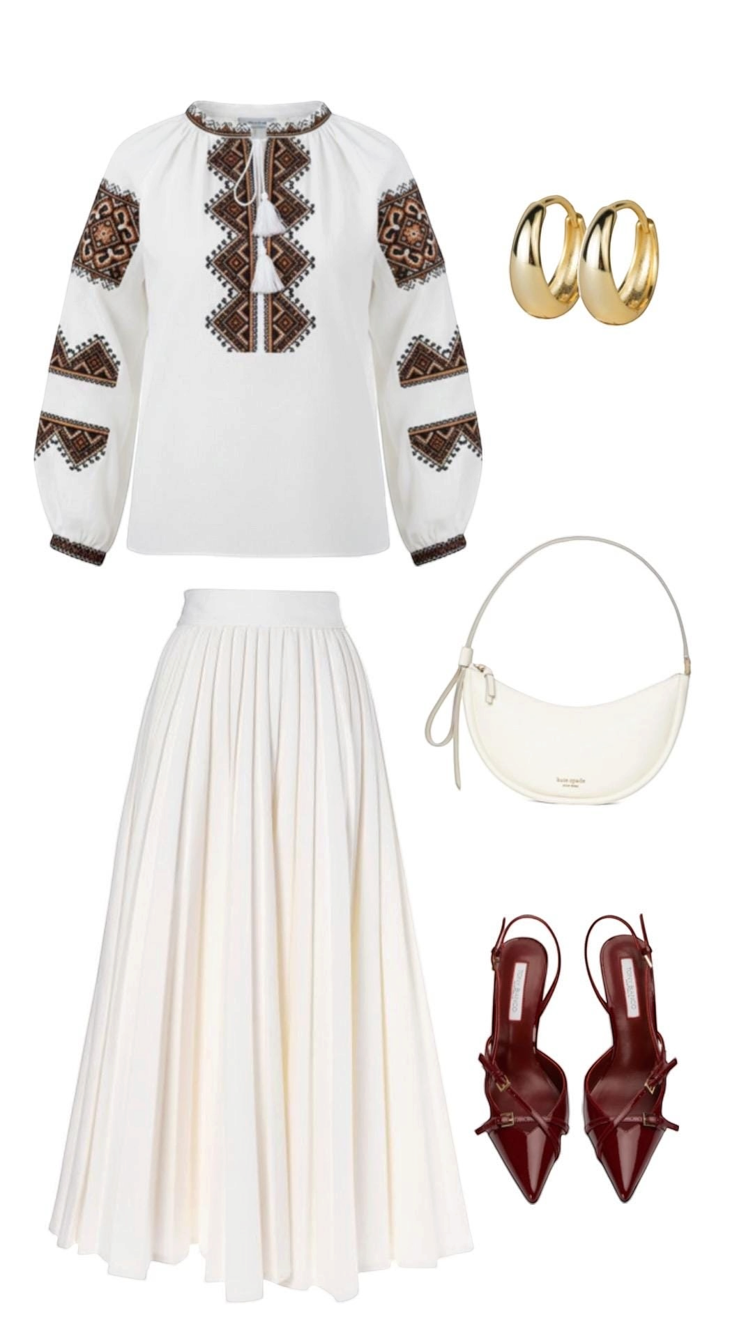 Women’s Brown Embroidered Linen Top | Traditional Ukrainian Folk Blouse