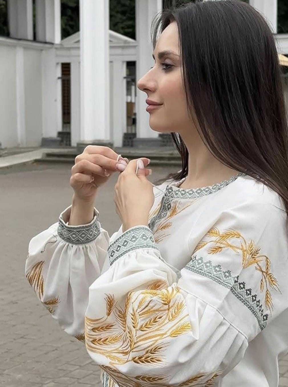 Wheat Embroidery Vyshyvanka – Boho Matching Outfit