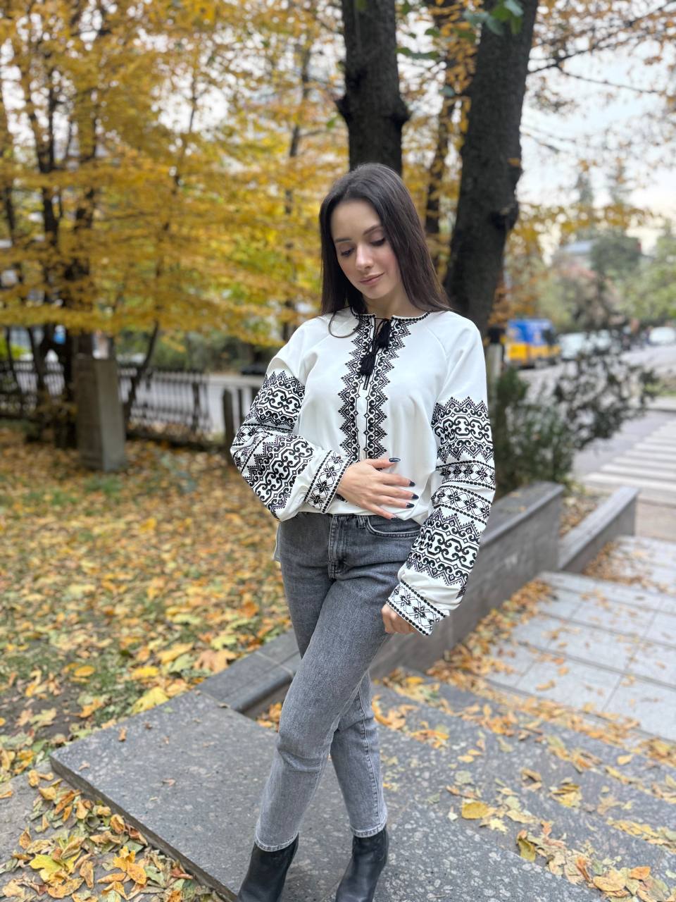Embroidered Geometric Blouse