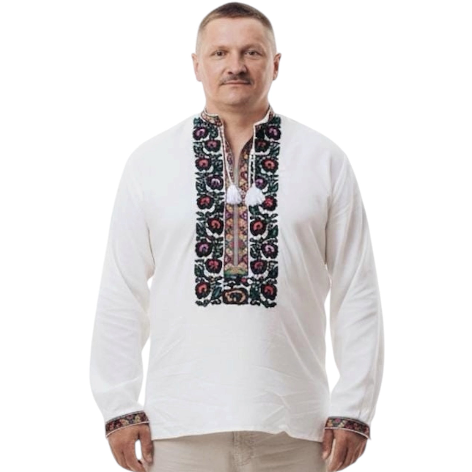 Borshchiv Embroidered Shirt, Men's Linen Viscose Top, Boho Wedding Tunic, Floral Geometric Pattern, Handcrafted Vyshyvanka, Spring Outfit