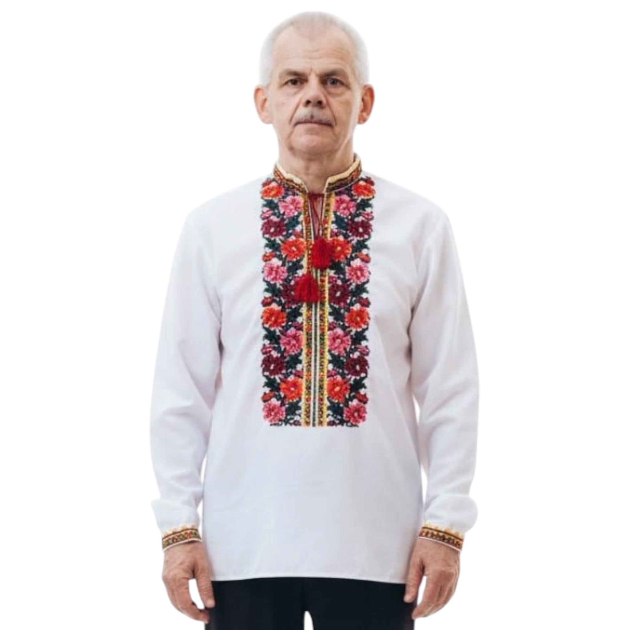 Men’s Ukrainian Embroidered Shirt | Bukovynian Floral Vyshyvanka | Handmade Homespun Fabric | Custom Size XS–4XL | Matching Couple Set