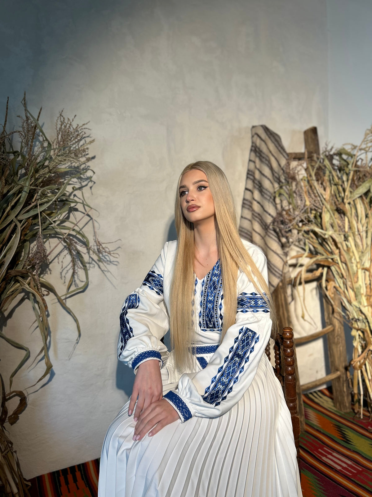 Blue Embroidered Vyshyvanka Dress