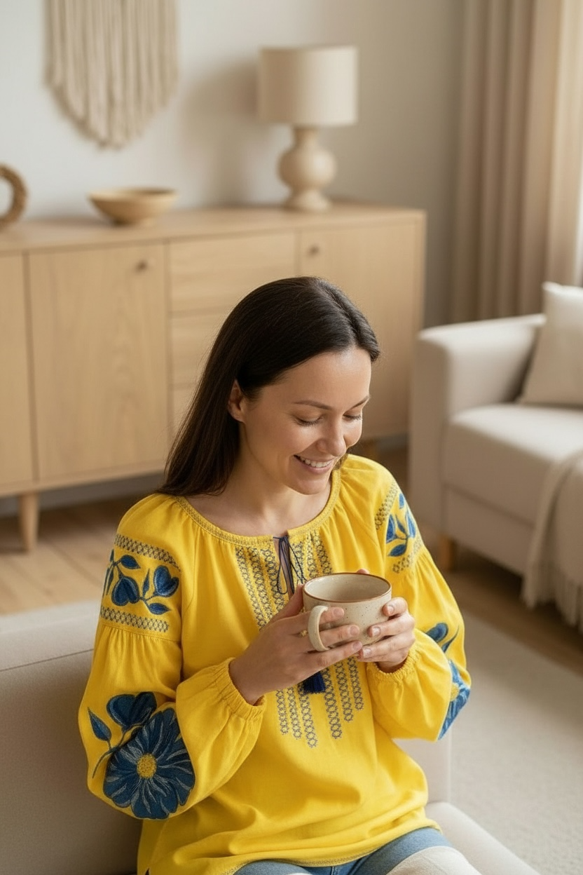 Yellow Ukrainian Vyshyvanka Blouse