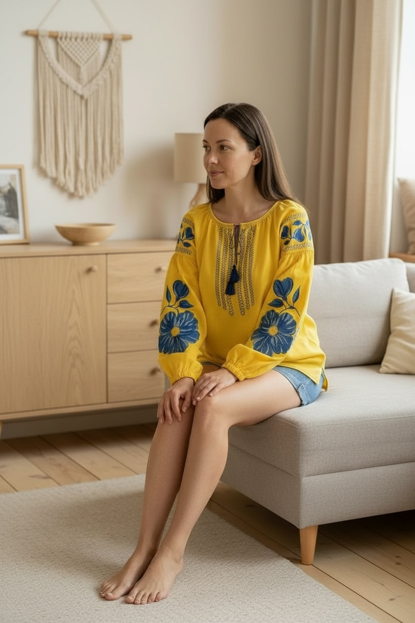 Yellow Ukrainian Vyshyvanka Blouse