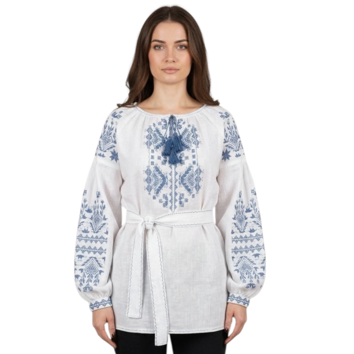 Blue Embroidered Top