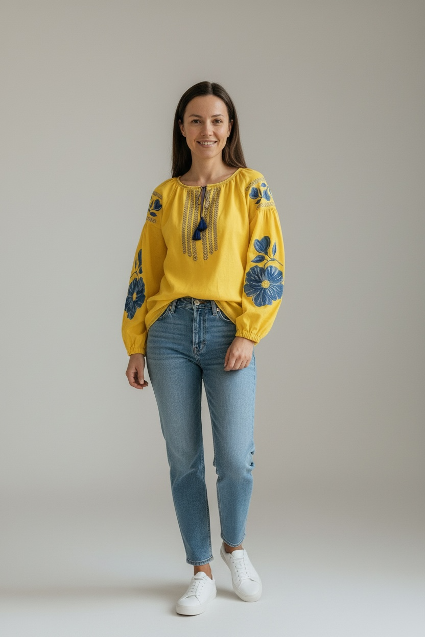 Yellow Ukrainian Vyshyvanka Blouse