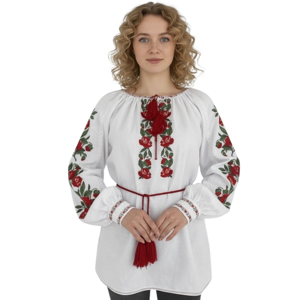 Ukrainian Vyshyvanka with Rose Embroidery