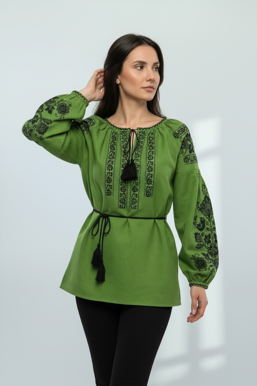 Green Boho Blouse