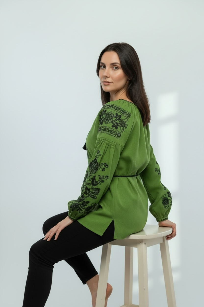 Green Boho Blouse