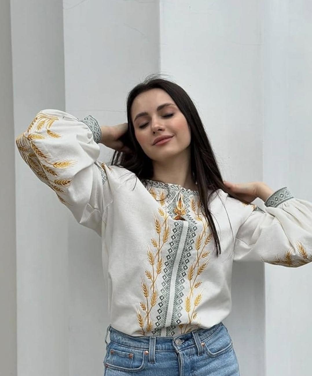 Wheat Embroidery Vyshyvanka – Boho Matching Outfit