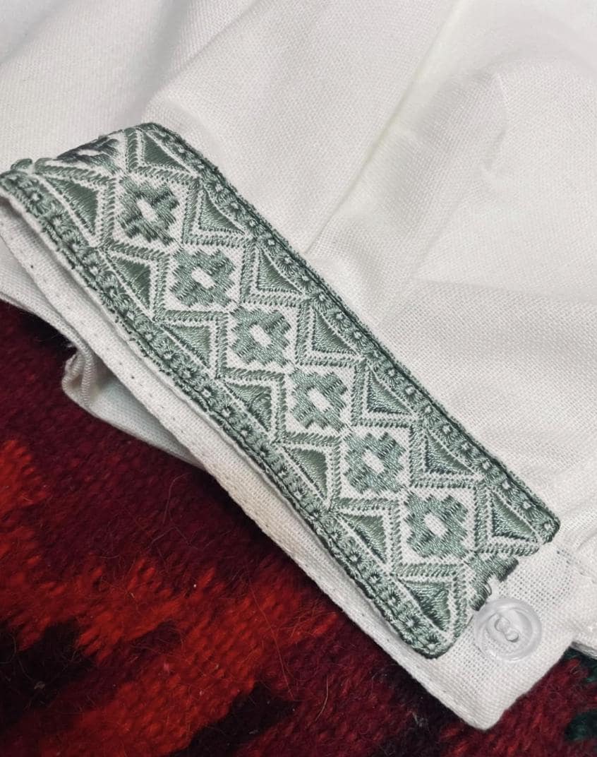 Embroidered Men’s Shirt – Ukrainian Vyshyvanka with Wheat Symbol and Folk Patterns