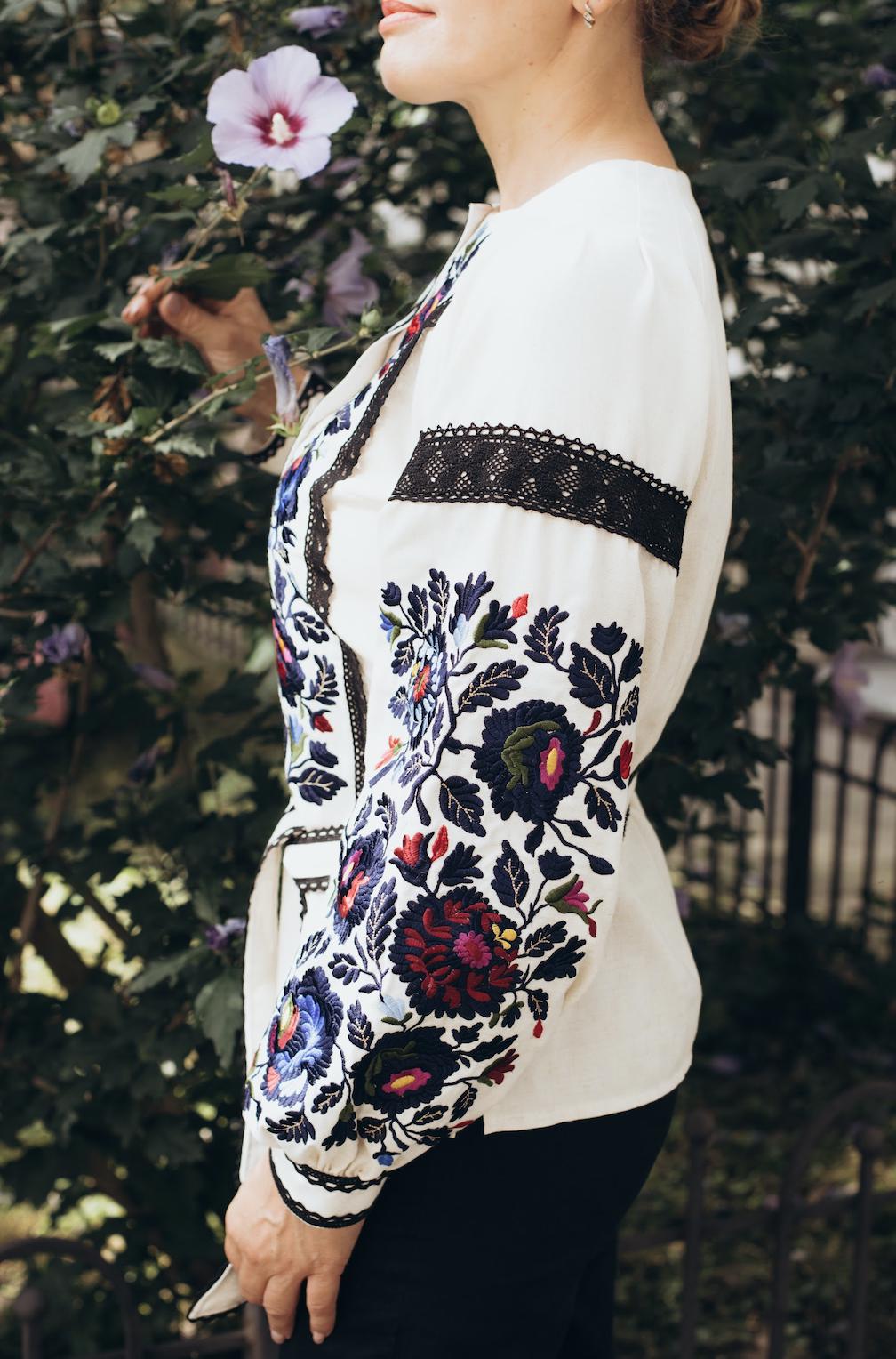 Women’s Ukrainian Embroidered Blouse | Borshchiv Floral Vyshyvanka XS–4XL | Linen Cotton Folk Shirt