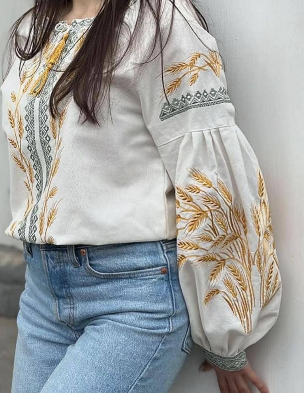 Wheat Embroidery Vyshyvanka – Boho Matching Outfit