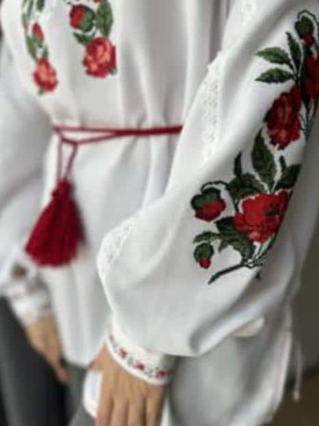 Ukrainian Vyshyvanka with Rose Embroidery | Handmade Linen Blouse | Folk Boho Clothing