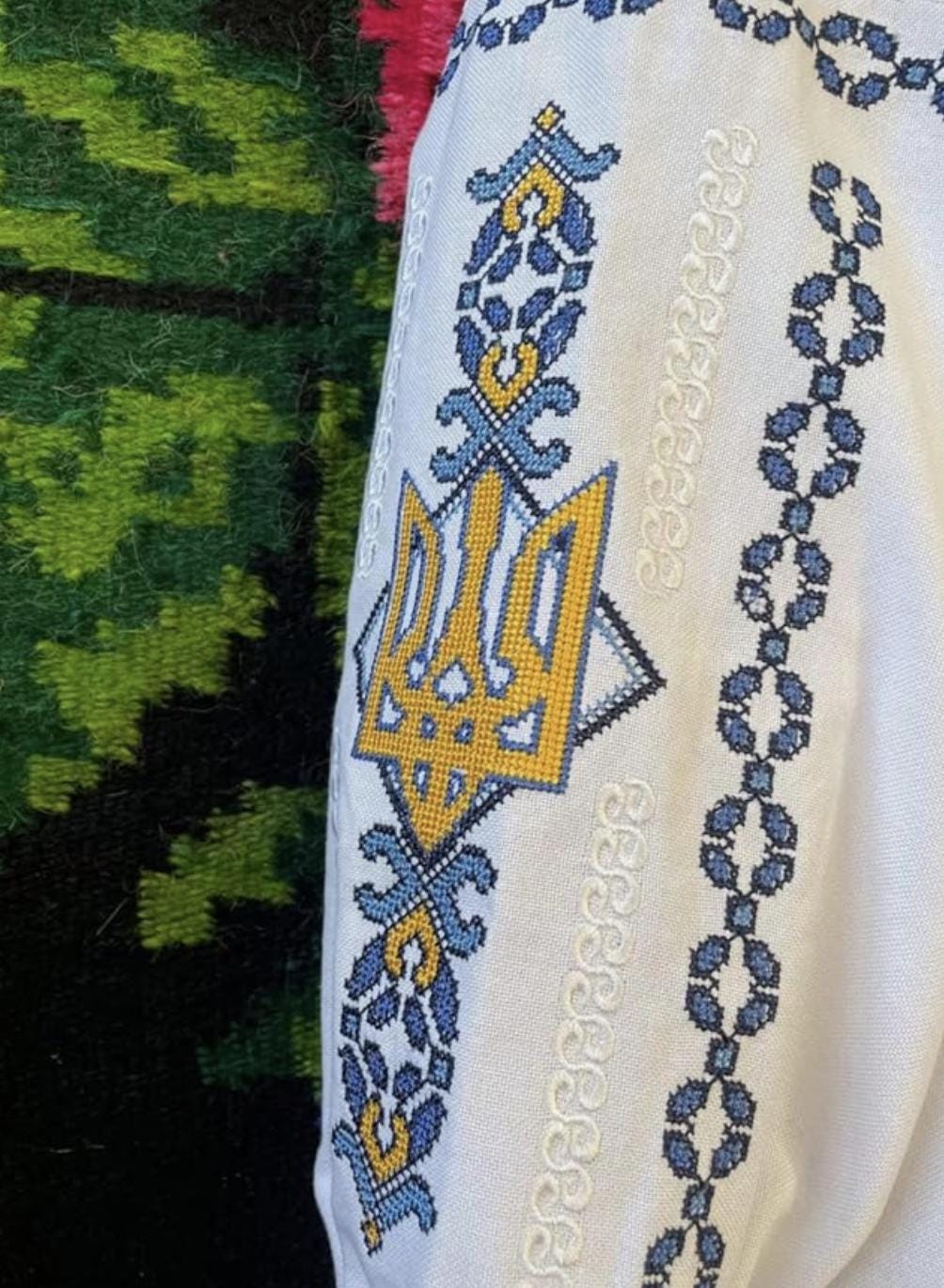 Handcrafted Patriotic Blouse, Ukraine Symbol Shirt, Yellow Blue Tassels, Modern Folk Top, Zero Waste Gift for Her, Wife, Mom, Artisan Made