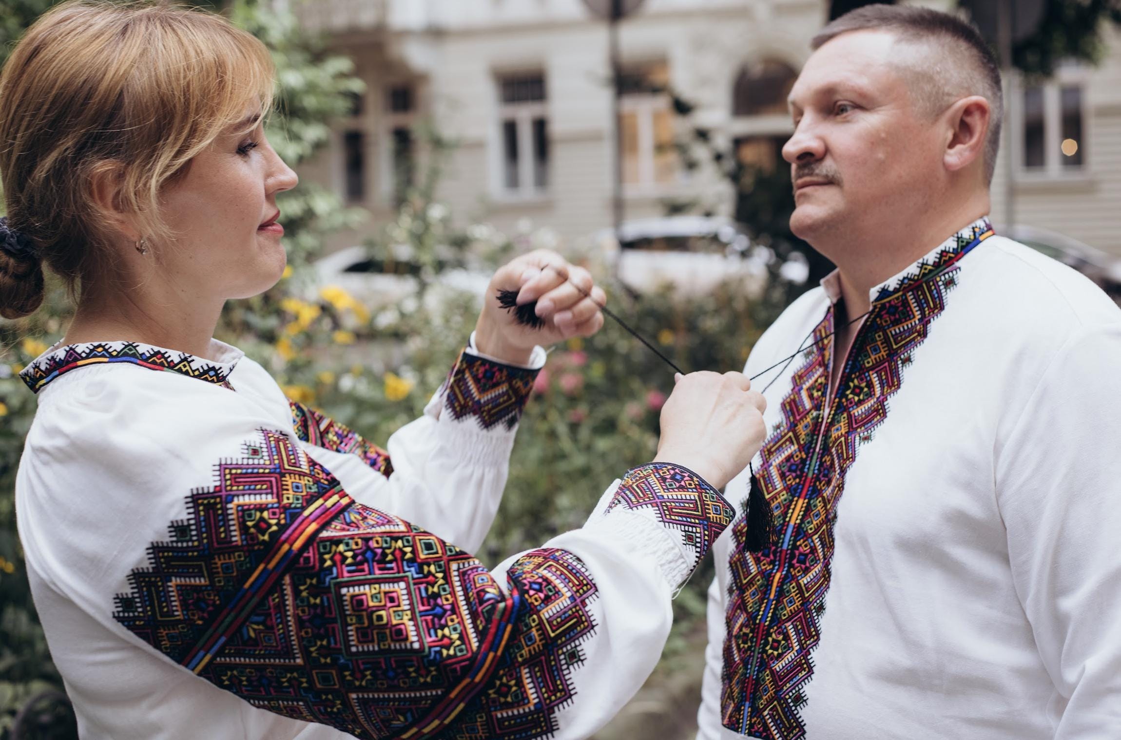 Verkhovyna Embroidered Shirt, Men's Linen Blend Tunic, Geometric Hutsul Pattern, Ukrainian Easter Outfit, Matching Couple, Custom Fit