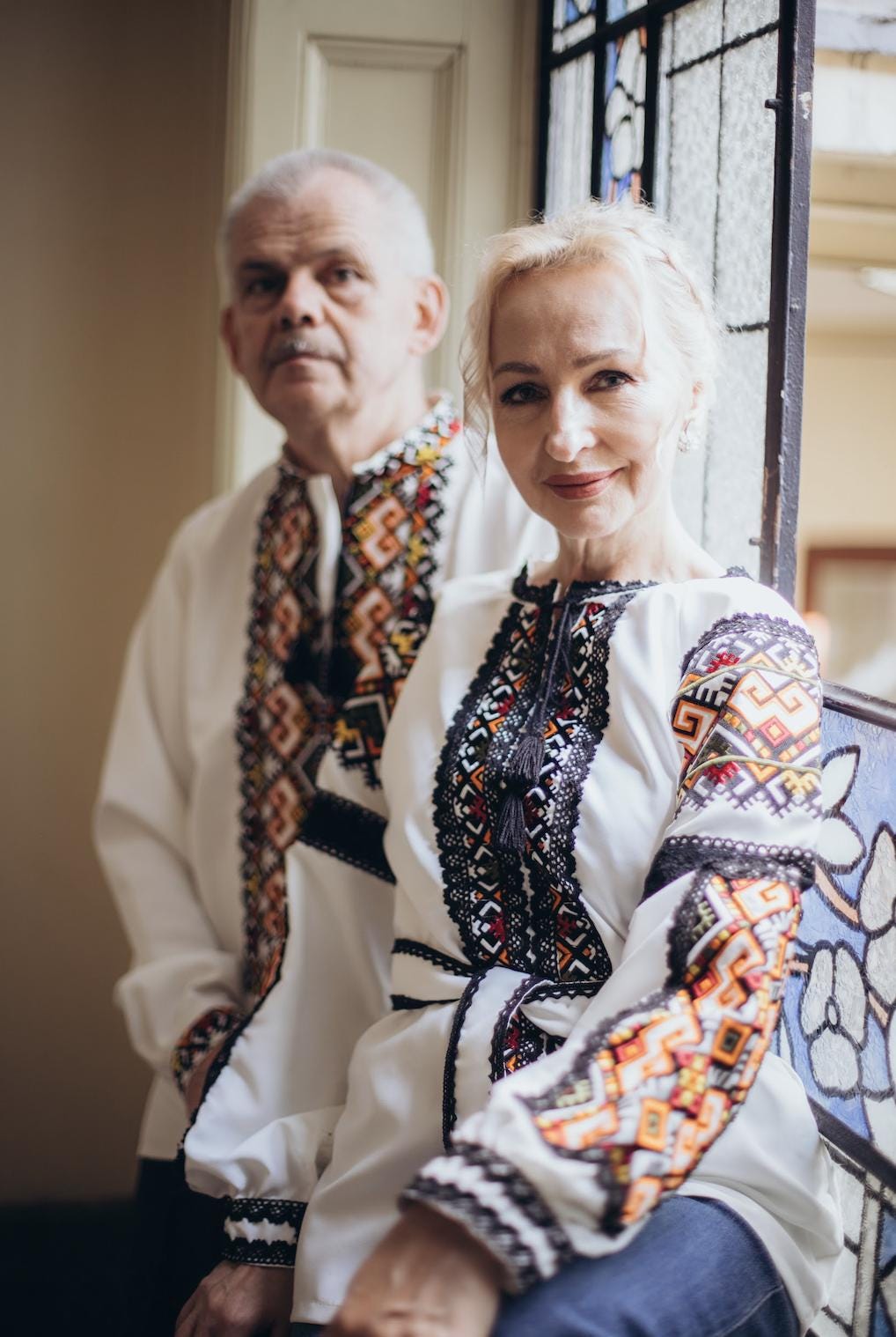 Handcrafted Men's Top, Traditional Ukrainian Shirt, Orange Black Embroidery, Spring Festival Wear, Plus Size Friendly, Artisan Made Gift