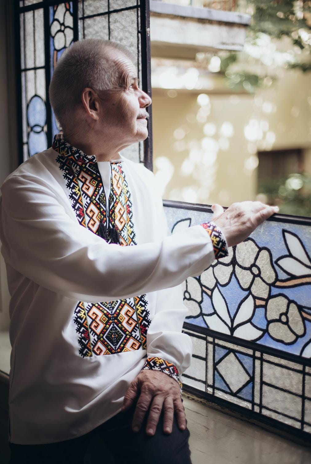 Handcrafted Men's Top, Traditional Ukrainian Shirt, Orange Black Embroidery, Spring Festival Wear, Plus Size Friendly, Artisan Made Gift