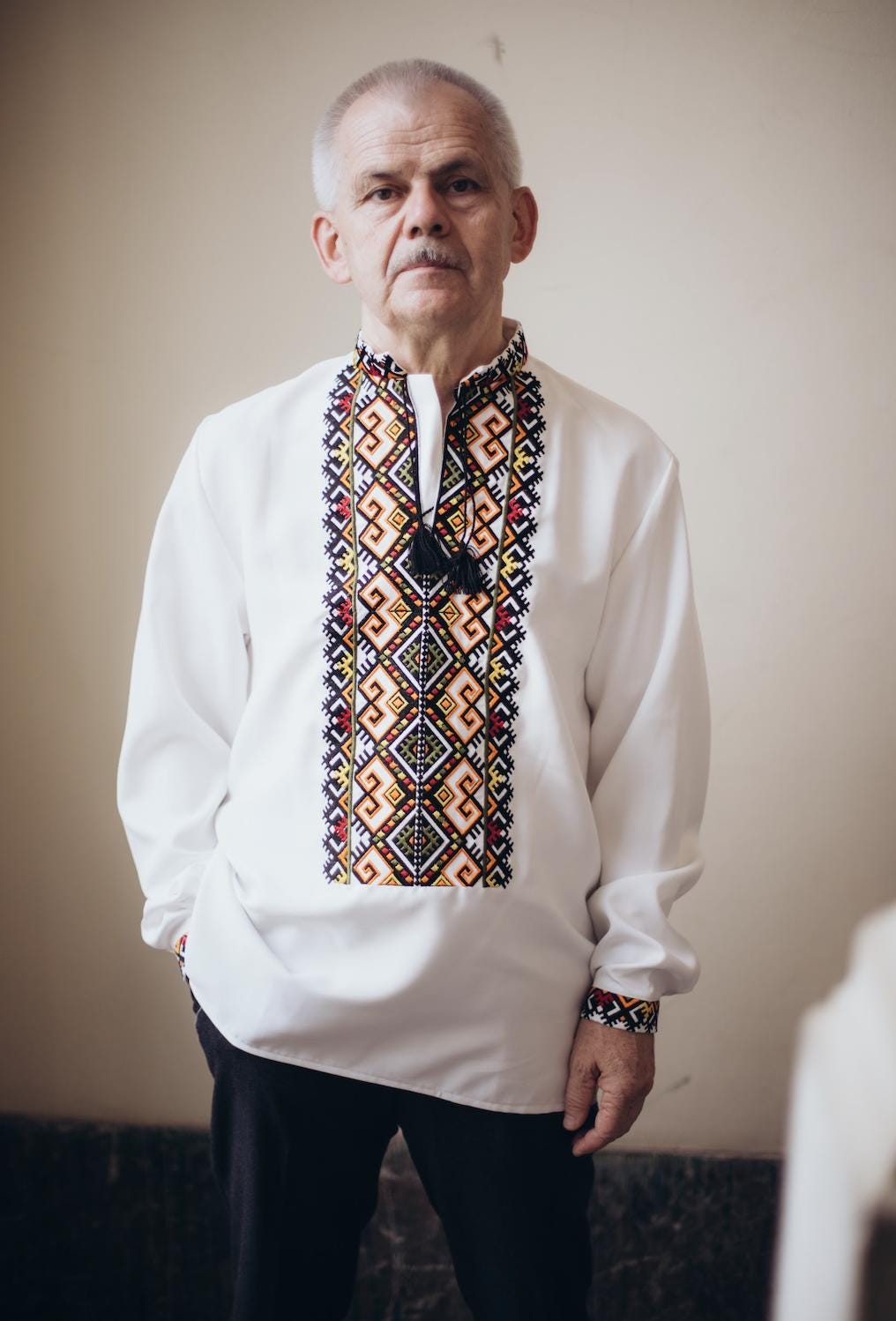 Handcrafted Men's Top, Traditional Ukrainian Shirt, Orange Black Embroidery, Spring Festival Wear, Plus Size Friendly, Artisan Made Gift