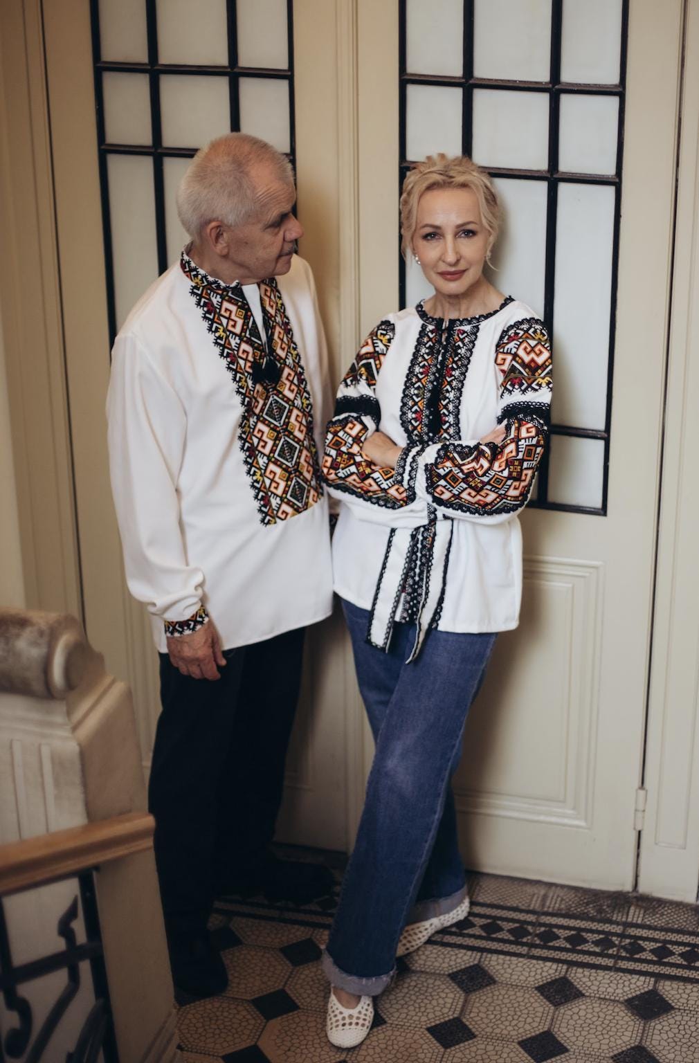 Handcrafted Men's Top, Traditional Ukrainian Shirt, Orange Black Embroidery, Spring Festival Wear, Plus Size Friendly, Artisan Made Gift