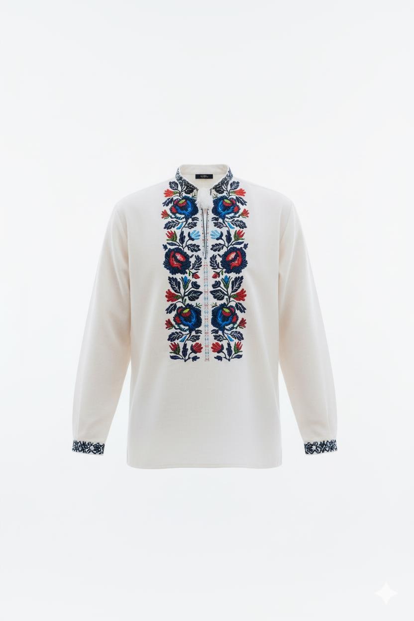 Ukrainian Easter Shirt, Floral Embroidery Men, Linen Viscose Top, Borshchiv Style, Traditional Folk Clothing, Eco Gift for Him