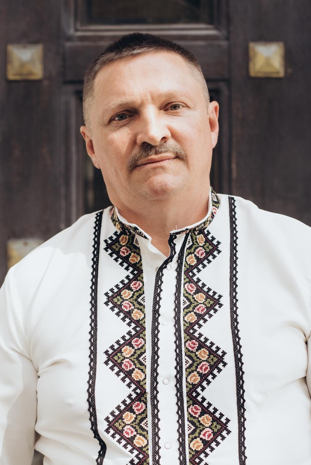 Handcrafted Men's Shirt, Traditional Ukrainian Embroidery, Snap Closur