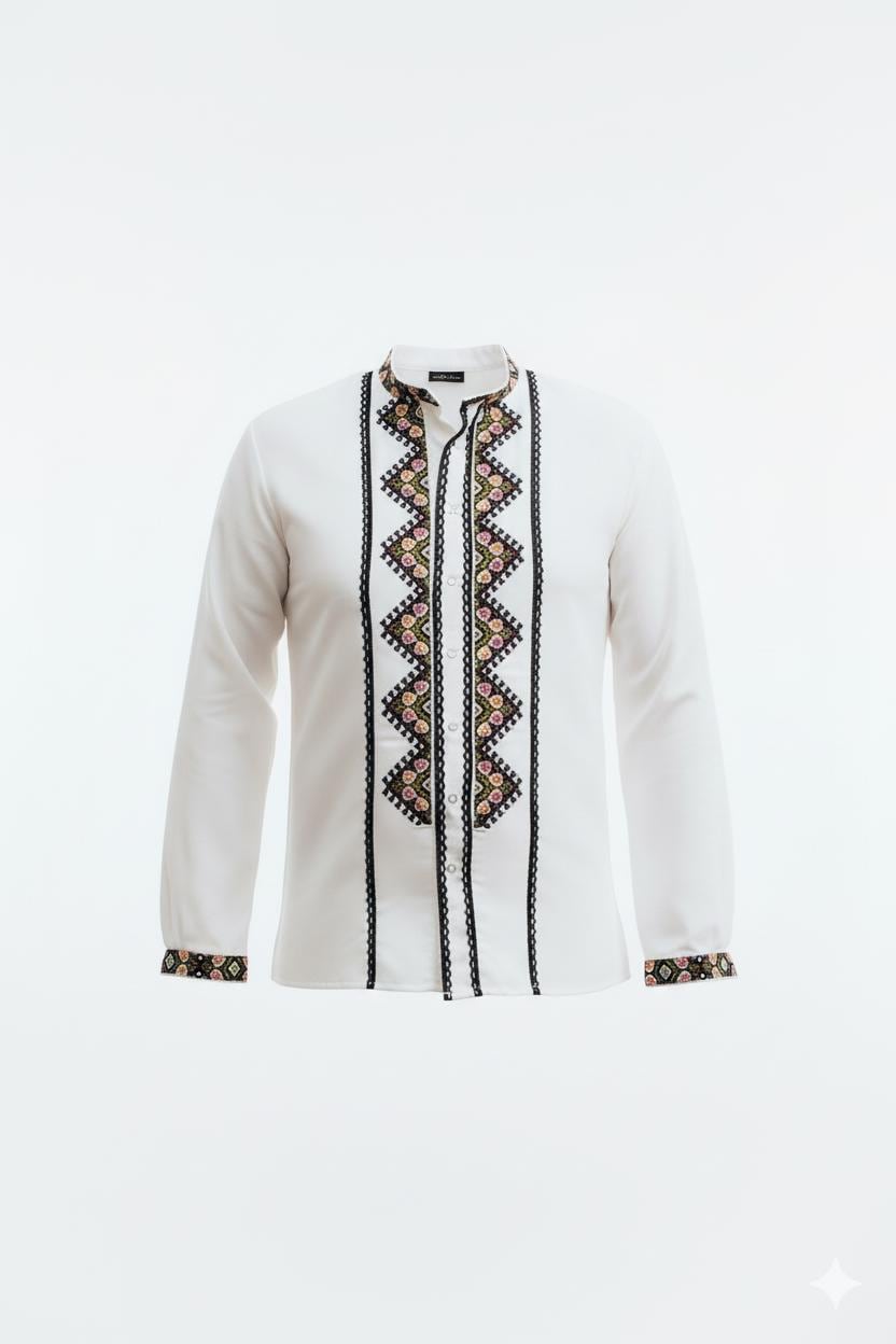Handcrafted Men's Shirt, Traditional Ukrainian Embroidery, Snap Closure Top, Spring Festival Wear, Plus Size Friendly, Artisan Made Gift