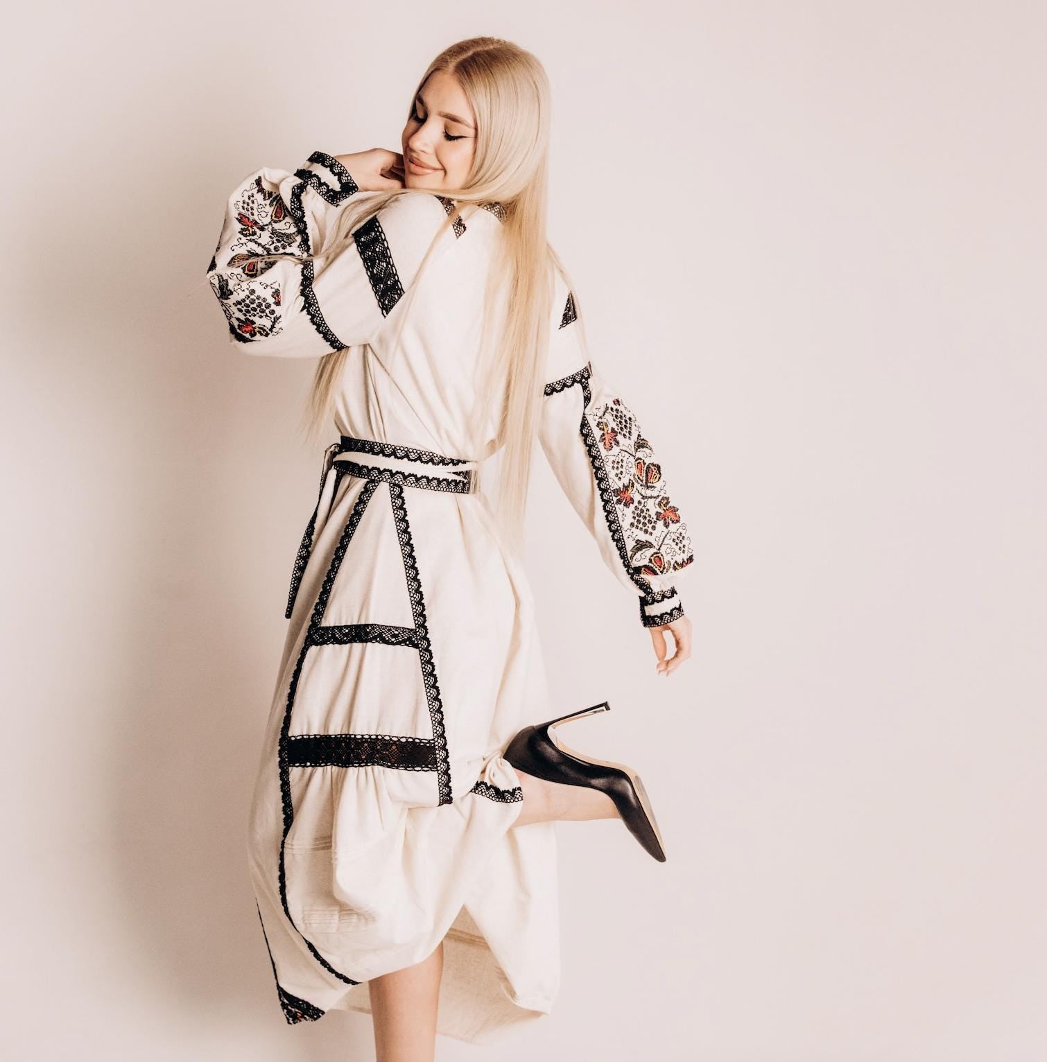 Embroidered Vyshyvanka Dress – Black & Multicolor