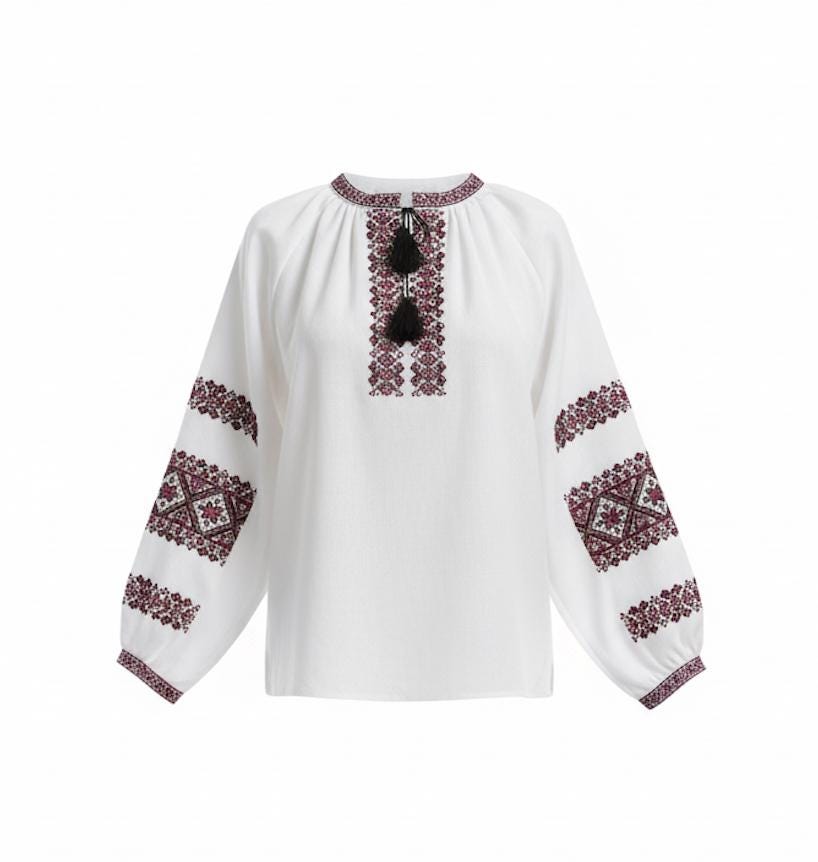 Women’s Ukrainian Embroidered Top | Linen Viscose Boho Vyshyvanka | Handmade Ethnic Floral Design