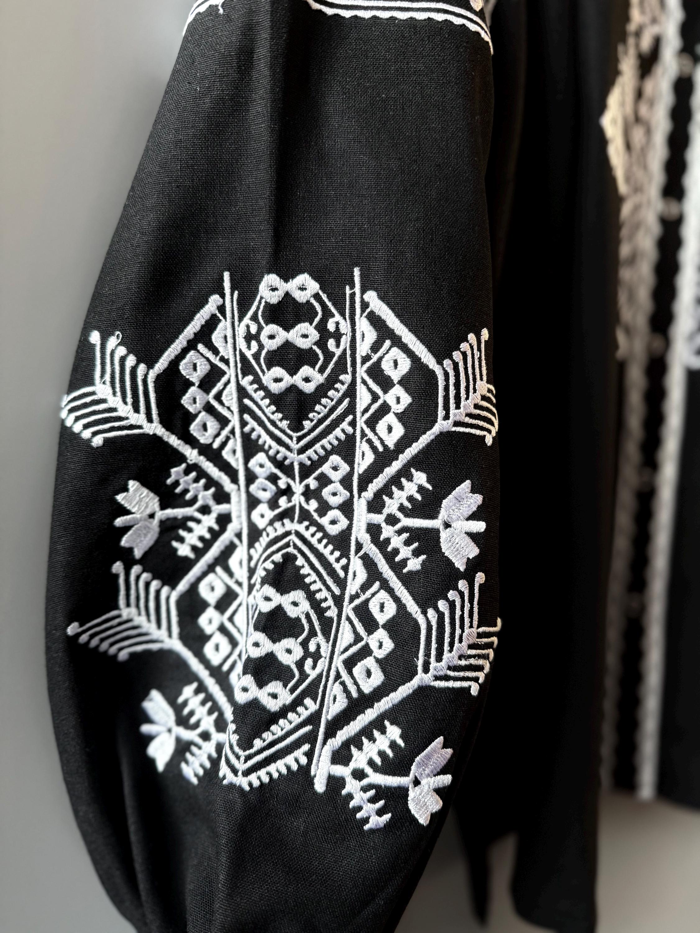 Black Embroidered Blouse for Women | Ukrainian Vyshyvanka | Machine Embroidery